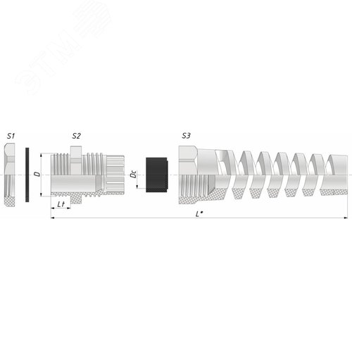 Ввод кабельный ВКС-ПР-PG9-8-L8 серый IP68 ГОФРОМАТИК