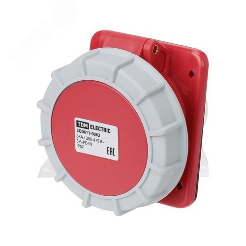 Розетка скрытой установки угловая IP67 63А 3Р+РЕ+N 380В TDM