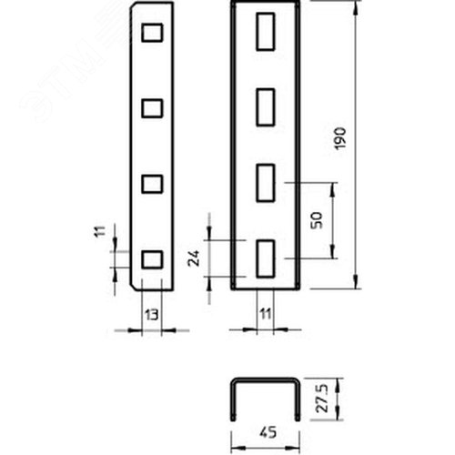 Комплект соединительный, продольный, сталь, FT (VUS 3 FT)
