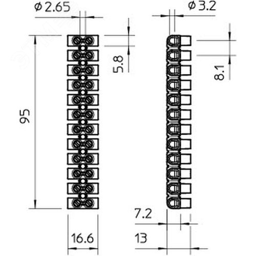 Колодка клеммная 0,5-4,0 мм?, 12 пар, 32 А, полипропилен, белая (72 CE WS/EKL 0 S)
