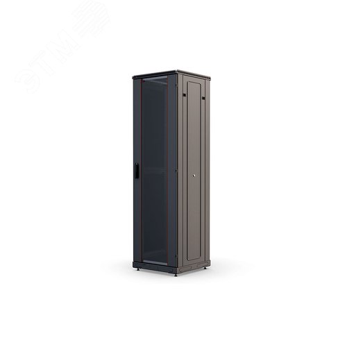 Шкаф телекоммуникационный напольный 42U 600x800 ШТ-НП-М-42U-600-800-С-Ч, передняя дверь стекло, цвет черный