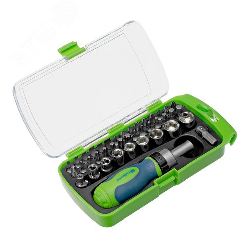 Отвертка ревер. + биты, 41 пред., PH+PZ+SL+H+T, CrV, 2к рукоятка