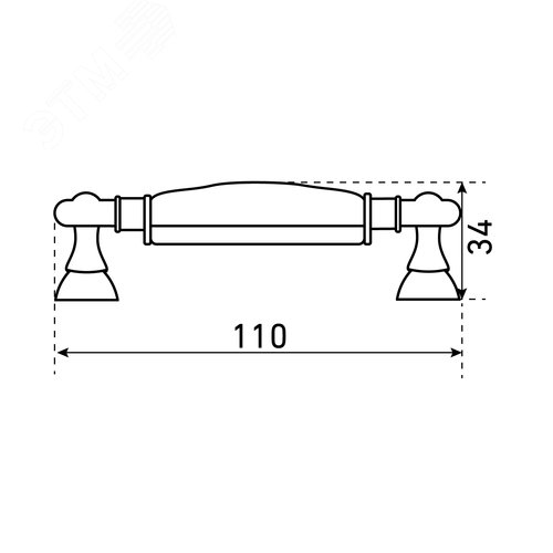 Ручка-скоба мебельная StahlBuro C2499-96 2шт., AB состаренная бронза