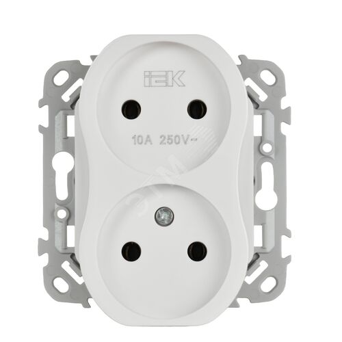 FLITE Розетка 2-местная без заземления без защитных шторок безвинтовое крепление 10А РС02-1-ФлБ белый