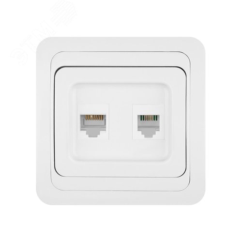 Розетка компьютерная RJ-45 + TФ (RJ-11) белая Валдай