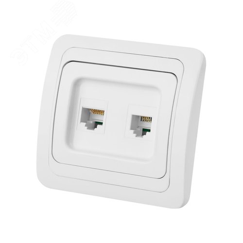 Розетка компьютерная RJ-45 + TФ (RJ-11) белая Валдай