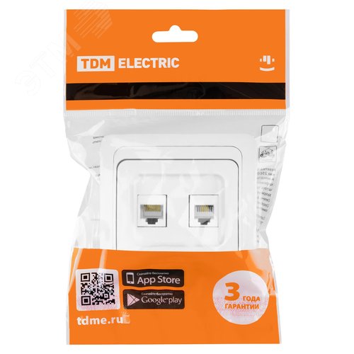Розетка компьютерная RJ-45 + TФ (RJ-11) белая Валдай
