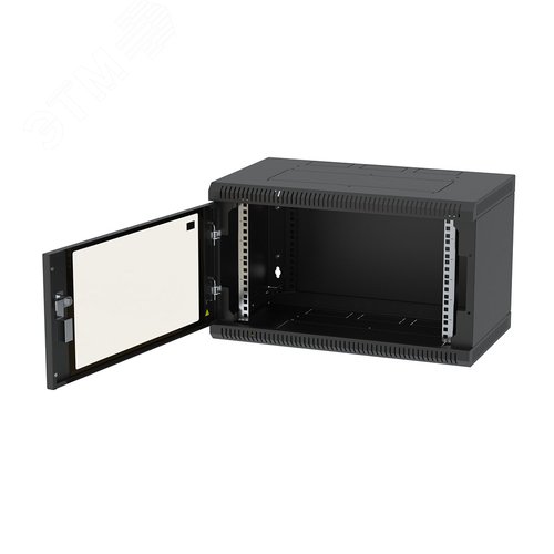 Шкаф телекоммуникационный настенный разборный черный 6U 600x350 ШТ-НСр-6U-600-350-С-Ч дверь стекло