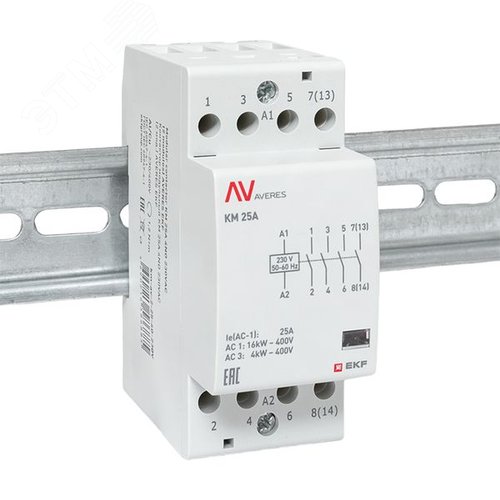 Контактор модульный КМ 25А 4NO 230VAC (2 мод.) AVERES