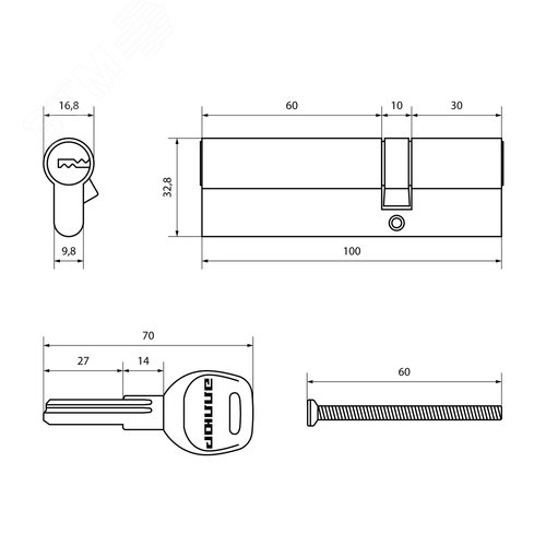 Цилиндровый механизм АЛЛЮР HD F 100-5К CP (35x65) хром