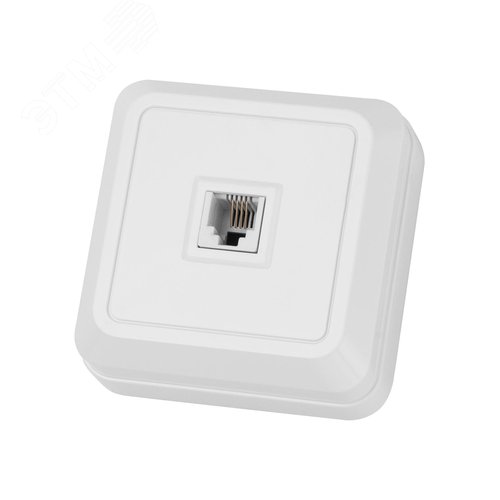 Розетка TФ (RJ-11) открытой установки IP20, белая Ладога