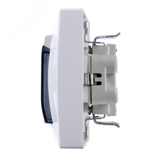 Розетка двойная 2П+З с защ. шт. и проз. крышкой 16А 250В IP44 (основание пластик) белая Таймыр TDM