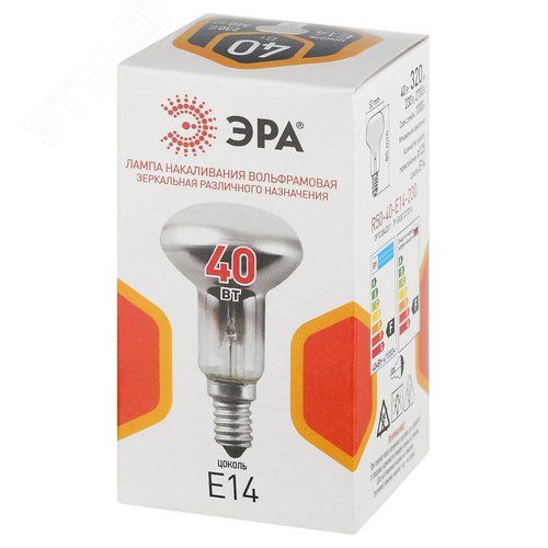 Лампа накаливания 40Вт 230В рефлектор цветная коробка Е14 R50-40-E14-230