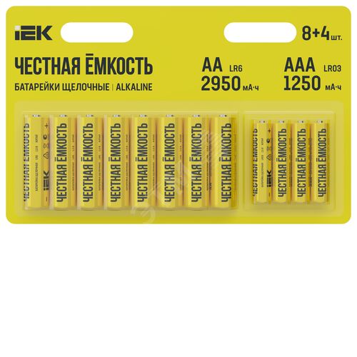 Батарейка щелочная Alkaline LR6/AA+LR03/AAA (8+4шт/блистер)