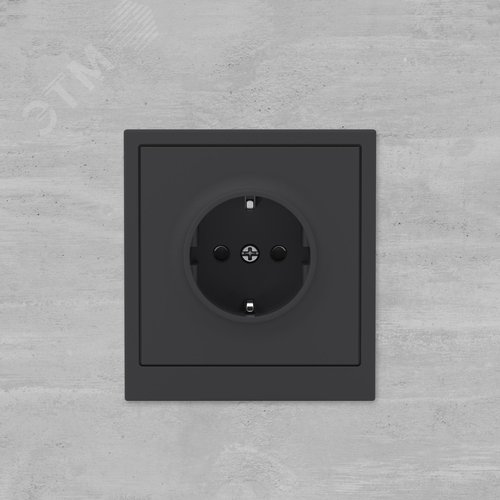 Розетка силовая, 2P+E, с з/ш, KANT, черный уголь