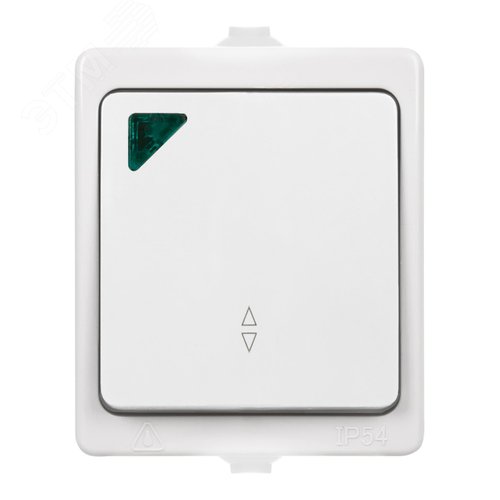 Переключатель на 2 направления 1-кл. с подсветкой открытой установки IP54 10А белый Вуокса