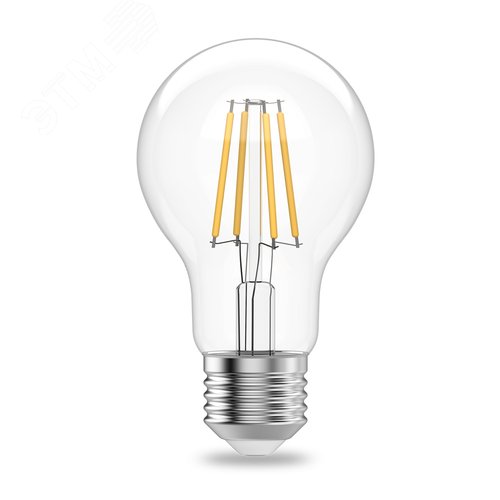 Лампа светодиодная филаментная LED 7 Вт 530 лм 2700К А60 груша теплый E27 AC 220В прозрачная колба Elementary