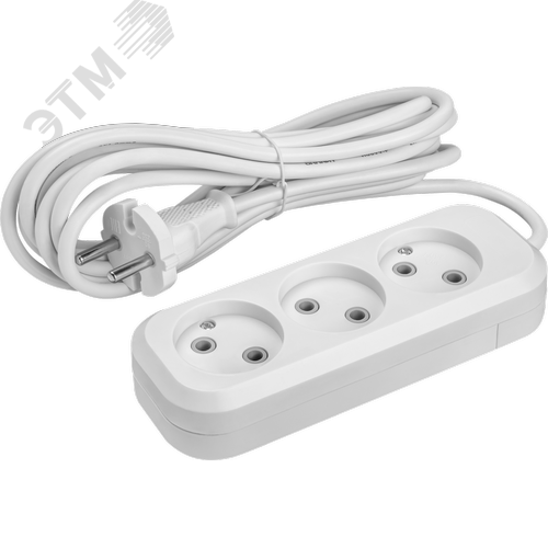 Удлинитель бытовой OPE-S-03-200-X-2x1 без заземления 3 розетки 2м ПВС 2х1 2200Вт