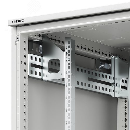Шкаф напольный разобранный 19'' IT-CQE-N 42U 800x800 мм, крыша с вырубкой, дверь перф. и двойная перф., двойные боковые панели, серый RAL7035
