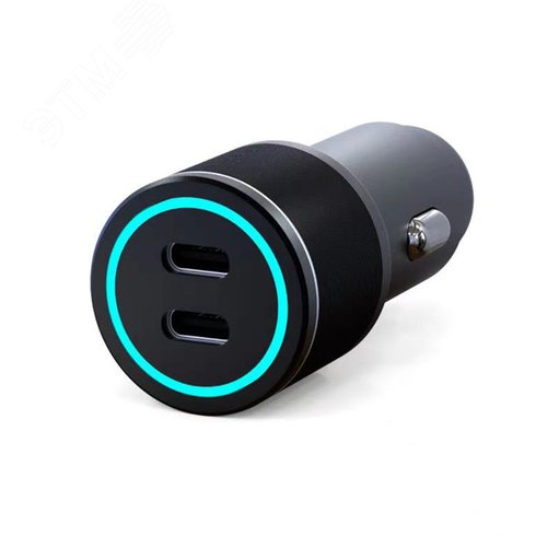 Зарядное устройство автомобильное c двумя портами USB-A + USB-A c LED-подсветкой 75Вт