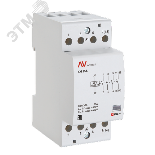 Контактор модульный КМ 25А 3NO+1NC 110VAC (2 мод.) AVERES EKF