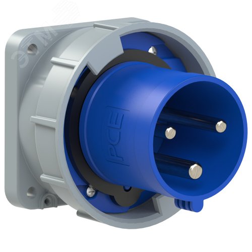 Вилка встраиваемая 63A/230V/1P+N+E/IP67, фланец 100х100