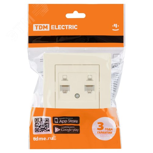 Розетка компьютерная двойная RJ45 сл. кость Сенеж
