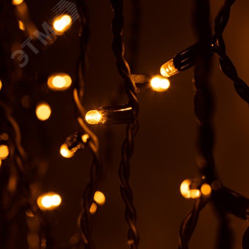 Гирлянда 100LED Бахрома 2 мx0,7 м, желтый свет, черный каучук, 220 В, IP65 ERAPS-BZ1