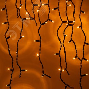 Гирлянда 100LED Бахрома 2 мx0,7 м, желтый свет, черный каучук, 220 В, IP65 ERAPS-BZ1
