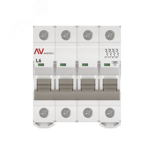 Выключатель автоматический AV-10 4P 6A (L) 10kA AVERES