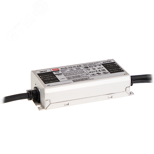 Источник питания AC-DC, 74.4Вт, IP67, вход 100…305В AC, 47…63Гц, ККМ, выход 3.1А/16.8…24В, изоляция 3750В AC, в кожухе 140х63х32мм, -40…+90°С (корпус), встр. потенциометр