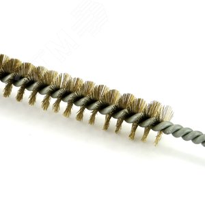 Щетка ерш Д15x100x300 с хв-м + кольцо, ворс гофр латунь 0,15 очистка отверстий из сплавов цветных металлов, латуни, меди, прочистки трубок, шлангов, котлов, теплообменников (14-112)
