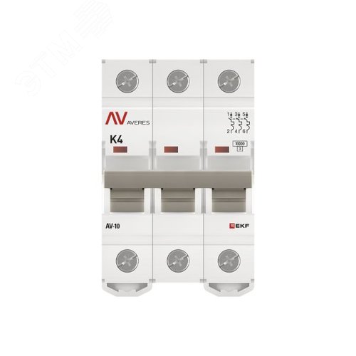 Выключатель автоматический AV-10 3P 4A (K) 10kA AVERES
