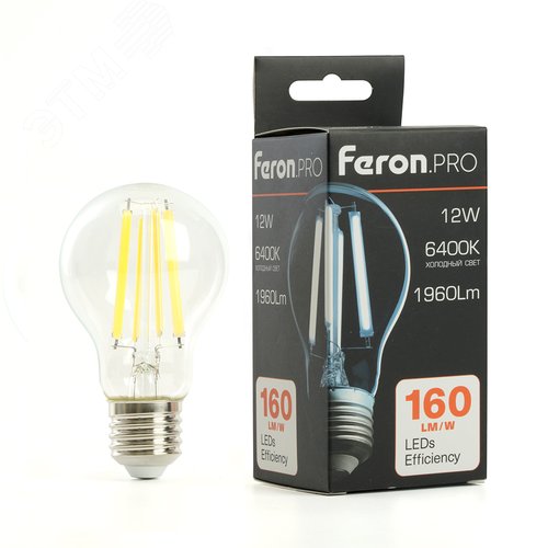 Лампа светодиодная LED 12вт Е27 дневной FILAMENT .PRO