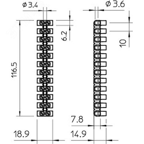 Колодка клеммная 1,0-6,0 мм?, 12 пар, 41 А, полипропилен, белая (74 CE WS/EKL 1 S)