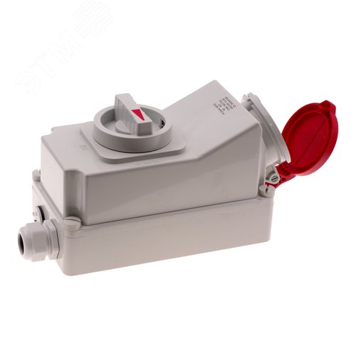 Розетка настенная с выключателем и механической блокировкой 32A/400V/3P+N+E/IP44