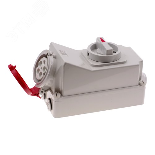 Розетка настенная с выключателем и механической блокировкой 32A/400V/3P+N+E/IP44