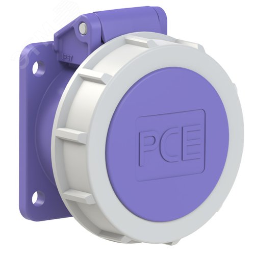 Розетка встраиваемая 16А/24V/2P/IP67, никелированные контакты, фланец 54x60