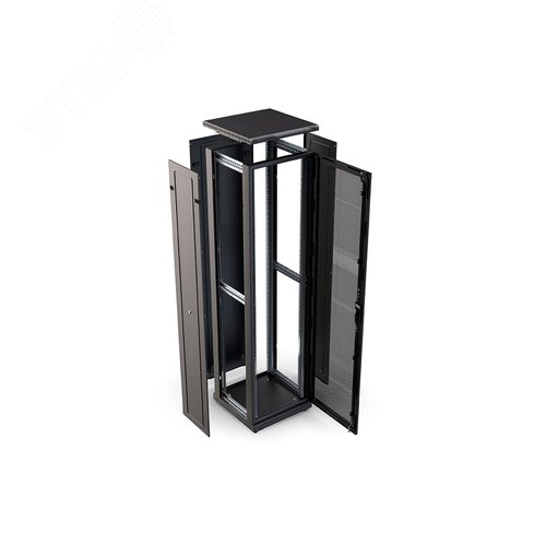 Шкаф телекоммуникационный напольный 47U 800x800 ШТ-НП-М-47U-800-800-П-Ч, передняя дверь перфорация, черный