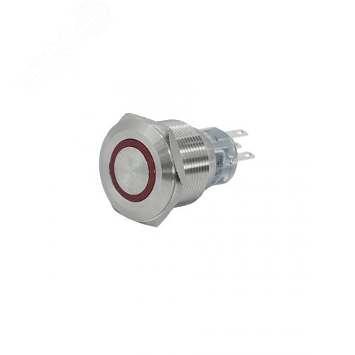 Выключатель кнопочный GQ22-L-11E/R/220V/S, красный, металл, 1C1NO1NC, цилиндр с подсветкой 220В AC/DC, d22мм, IP65 (ЭТ)