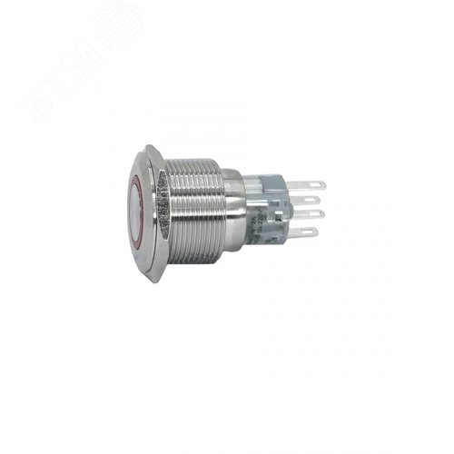 Выключатель кнопочный GQ22-L-11E/R/220V/S, красный, металл, 1C1NO1NC, цилиндр с подсветкой 220В AC/DC, d22мм, IP65 (ЭТ)