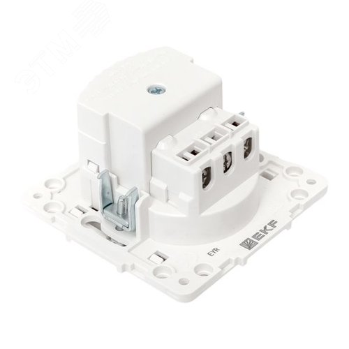 Стокгольм Механизм Розетки 1-местной с/з, USB 2A 16А винтовые клеммы белый с защ. штор. EKF