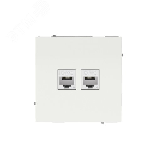 Компьютерная розетка RJ-45 без шторки, кат.5е двойная, KANT, белая магнолия
