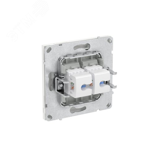 Компьютерная розетка RJ-45 без шторки, кат.5е двойная, KANT, белая магнолия