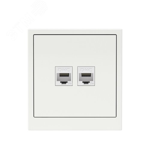 Компьютерная розетка RJ-45 без шторки, кат.5е двойная, KANT, белая магнолия