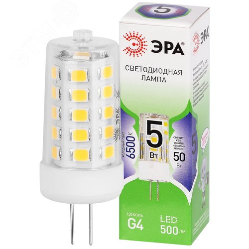 Лампа светодиодная LED 5Вт капсула холодный свет G4-JC-5W-865-12V G4 GREEN LINE