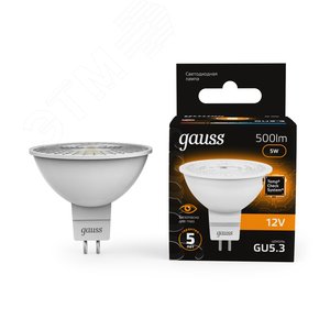 Лампа светодиодная LED 5 Вт 500 лм 3000К софит MR16 теплый GU5.3 AC/DC 12В низковольтная Black