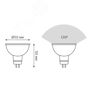 Лампа светодиодная LED 5 Вт 500 лм 3000К софит MR16 теплый GU5.3 AC/DC 12В низковольтная Black