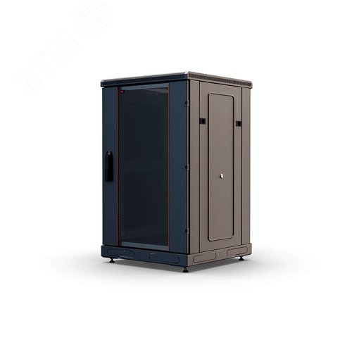 Шкаф телекоммуникационный напольный 18U 800x800 ШТ-НП-М-18U-800-800-С-Ч, передняя дверь стекло, черный