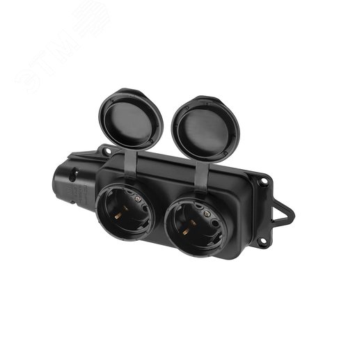 Розетка двухместная с заглушками каучук 2Р+РЕ 16А 250В IP44